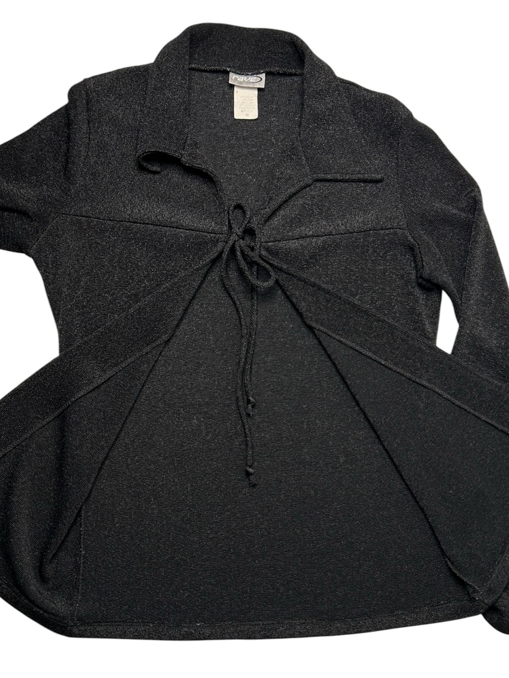 Vintage Y2K‎ Rave Metallic Tie Front Knit Cardigan Top USA Made M - Picture 7 of 12